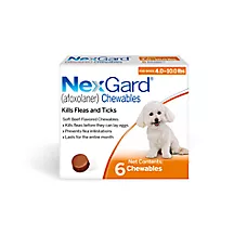 NexGard Chewable Tablets for Dogs 4-10.0 lbs (Orange Box) - 1, 3, or 6 Month Supply
