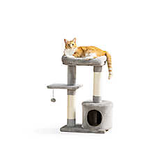 Whisker City? 29.5-in Laid-Back Lookout with Catnip 2-Level Cat Tree, Cat Scratching Post, Grey