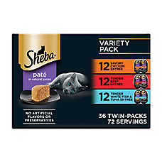 Sheba? Perfect Portions Adult Cat Wet Food - Pate, Chicken, Beef & White Fish Variety Pack