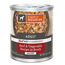 Simply Nourish Wet Dog Food - Minced, Beef & Vegetable in Broth, 10 oz