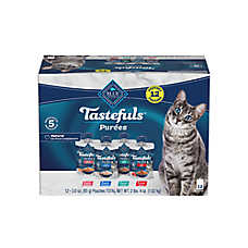 Blue Buffalo Tastefuls Purees Adult Cat Food Topper - Variety Pack, 12 Ct