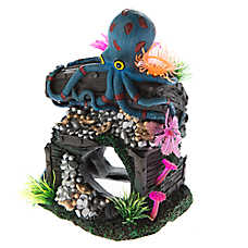 Top Fin? Octopus Treasure Chest Ornament - Fish Tank Decor - Medium