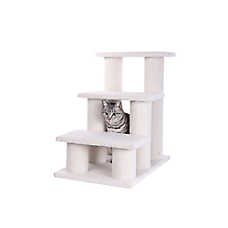Armarkat 3 Steps Real Wood Faux Fleece Cat Stairs Ladder Doggie Ramp For Indoor Pets