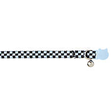 Whisker City? Blue Checkered Cat Collar, Easy Release Cat Collar, Breakaway Collar, Kitten, Blue