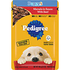 Pedigree Puppy Wet Dog Food Morsels in Sauce With Beef, 3.5 oz. Pouch