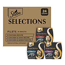 Sheba Selections Wet Cat Food Topper - Filets in Broth, Variety Pack, 24 Count, 1.3 OZ