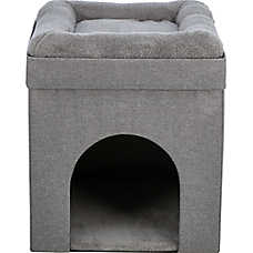 TRIXIE Crazy Cube Stackable 1-Story Indoor Cat Condo, Cat House with Scratching Pad, Gray