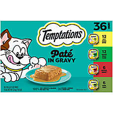 Temptations Wet Cat Food - Pate in Gravy, Variety Pack, 36 Count, 3.5 OZ
