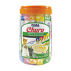 Inaba Churu Puree Lickable Cat Treat Variety Pack - Tuna & Chicken, 50 Count