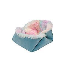 FurHaven Convertible Self-Warming Cuddle Pet Bed, Rainbow, Silver, Gray, Spruce, Small, Large