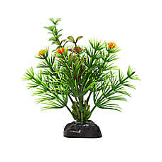 Top Fin? Artificial Mini Green & Orange Leaf with Flowers Aquarium Plant - 4 in