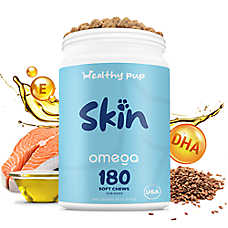 Healthy Pup Dog Omega Soft Chews Skin & Coat Supplement, Chicken & Bacon Flavor, 180 Count
