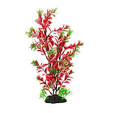 Top Fin? Artificial Green & Red Aquarium Plant - Fish Tank Plant Decor - 12 in