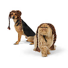 Thrills & Chills? Brown Braids Dog & Cat Wig Headpiece